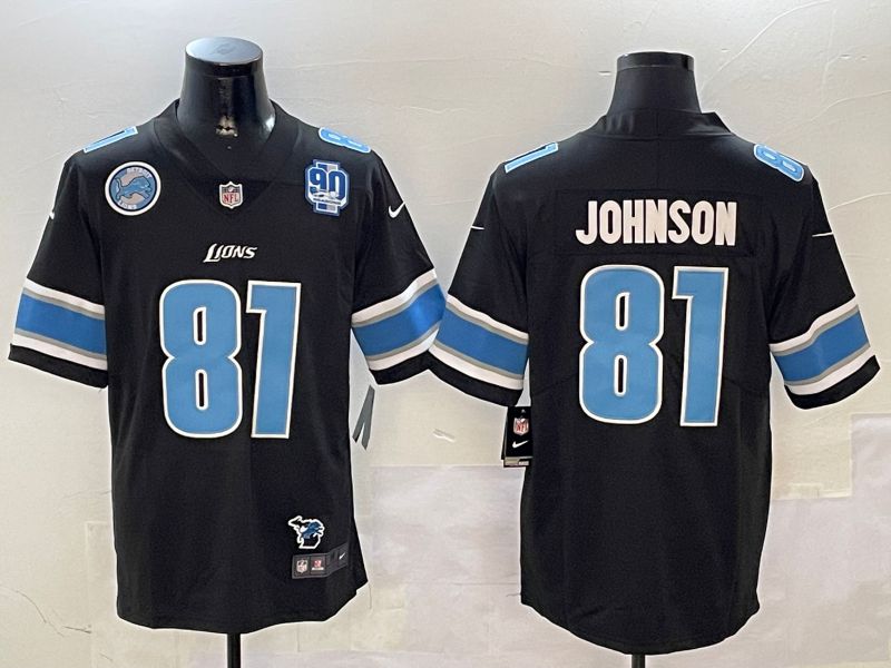 Men Detroit Lions 81 Johnson Black Second generation 2024 Nike Limited NFL Jersey style 5